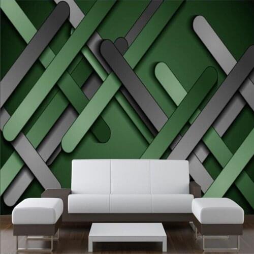 Modern Abstract Geometric Wall Paper 3D Gray Green Metal Plates Creative Photo Wallpapers for Bedroom Wall Decor Wallpaper 3D