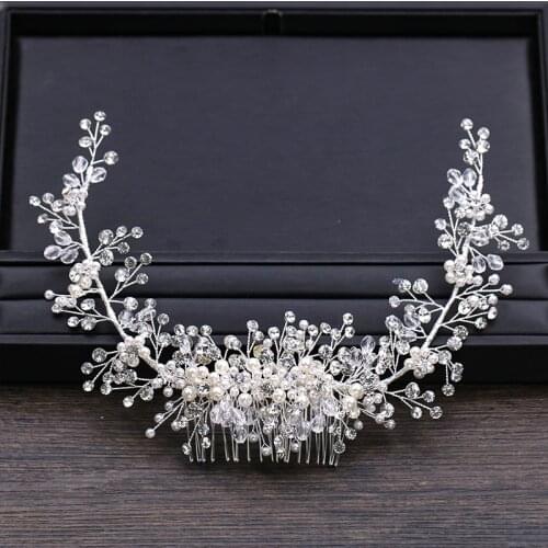 Trendy Crystal Wedding Hair Comb tiara Bride Hair Accessories Bridal Headpiece Women Handmade Hair Ornaments Hair Jewelry