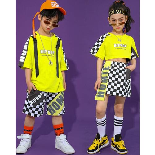 2021 Girls Hip Hop Dance Costumes for Kids Jazz Street Dance Clothes Ballroom Modern Dance Costumes Boys Stage Rave Outfits