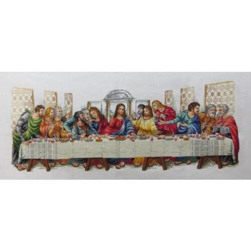 Last supper cross stitch package world famous painting pattern cartoon unprint white cloth kit embroider DIY handmade needlework