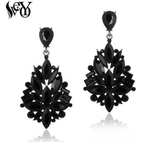 VEYO Hyperbole Full of Black Crystal Drop Earrings Geometry Dangle Earrings Jewelry For Women New Free shipping