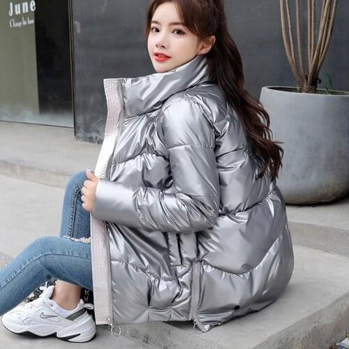 2020 New Grey Winter Padded Cotton Womens Bubble Jackets Solid Color Female Thick Warm Outwear Coats Tops Plus Size Parka Mujer