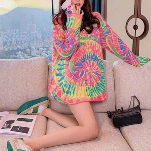 Autumn Winter Boho Woman Sweaters Graffiti O-Neck Full-Sleeve Fashion Knitted Jumper Pullover Female 2021 Knitwear