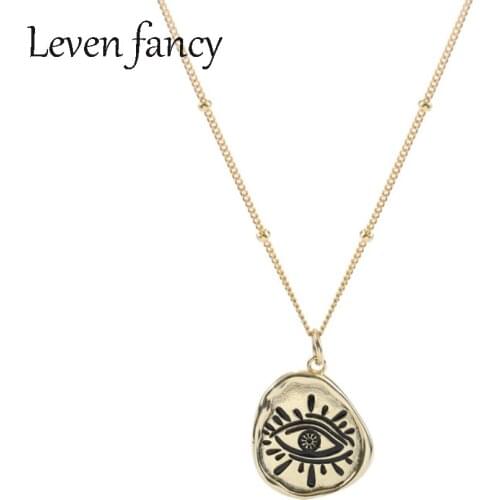 Turkish 925 Sterling Silver Evil Eye Necklace Satellite Chain Retro Medal Coin Egyptian Eye of Horus Necklaces & Pendants Women