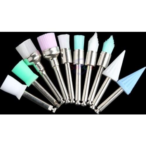 Dental Lab Flat Polishing Prophy Brushes Mixed Polish for Teeth Polisher Instrument Cup Dentist Tool