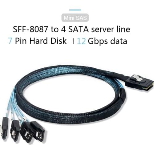 0.5m/1m Mini SFF-8087 to 4 SATA Cable Mini SFF8087 36P To 4 SATA 7P Cable 12Gbps Hard Drive Data