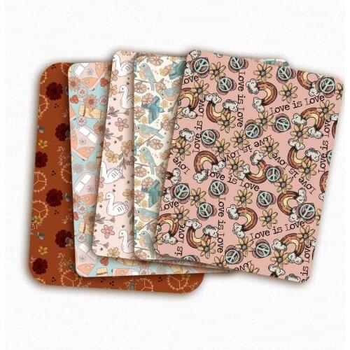 Polyester Cotton Fabrics By The Meter Birds Cactus Printed Fabric For Sewing DIY Crafts Supplies Handmade Masks 45*145cm 1pc