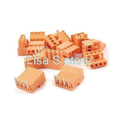 10 Set Orange 4 Pin 3.96mm Screw Pluggable Terminal Block Connector 300V 10A