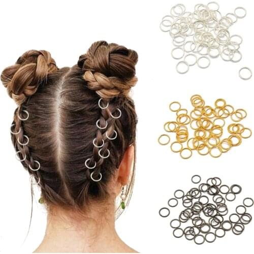 100/200Pcs Hair Braid Rings Accessories Clips for Girls Dreadlock Metal/Gold/Silver Clip Braid for African Braided Braids Deco