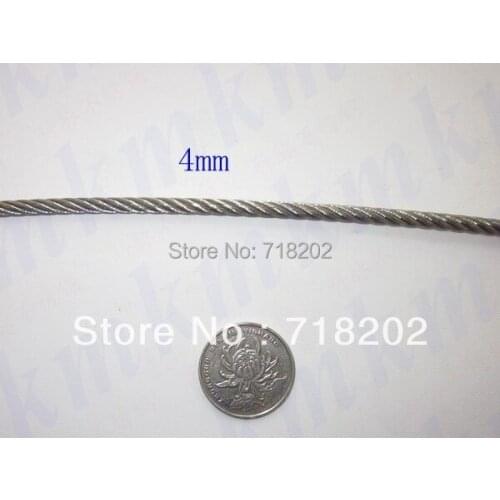 100m per lot Stainless steel 316 wire rope 7*19 4mm diameter-- Clothesline/lifting/traction