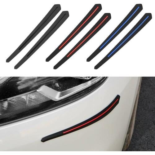 2PCS Universal Car Bumper Lip Strip Carbon Fiber Rubber Exterior Decoration Mouldings Anticollision Protectors Auto Accessories