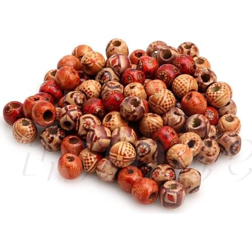 2020 New 100pcs 10mm Mixed Wood Round Beads Jewelry Making Loose Spacer Charms Findings