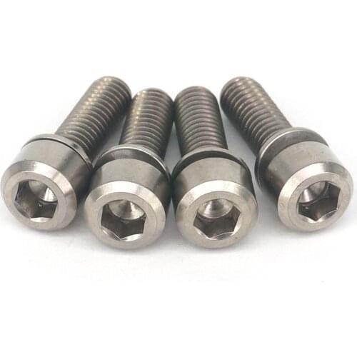 4 PCS M6x20mm Ti GR5 Titanium Socket Cap Head Bolts & Washer For Bicyle Stem