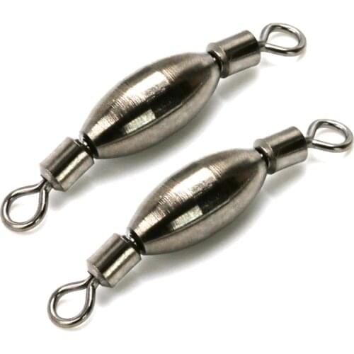 5pcs/lot Fishing Swivel Sinker Rolling Swivel with Barrel Brass Weight Stainless Steel Fishing Weight Connector