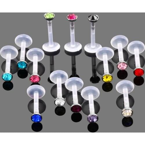Acrylic diamond lip nails UV soft rod color diamond earrings transparent insert rod inner dental floss earrings
