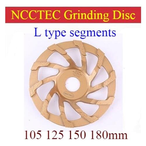 4'' 5'' 6'' 7'' Diamond L type segments grinding cup Wheels | 105 125 150 180mm floor grind discs | silver welding