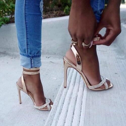 ASHIOFU Handmade Women Stiletto Heel Sandals Ankle-strap Party Prom Summer Shoes Sexy Evening Fashion Daily Wear Sandals Shoes