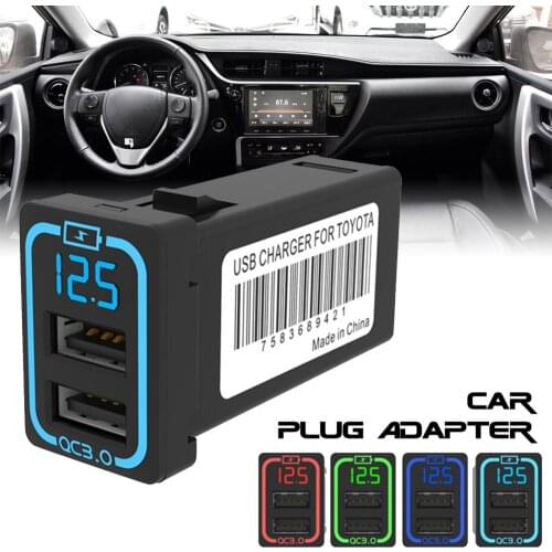 Dual USB Quick QC3.0 Adapter Car Charger With LED Display Phone Auto Vehicle Car-Charger For Toyota