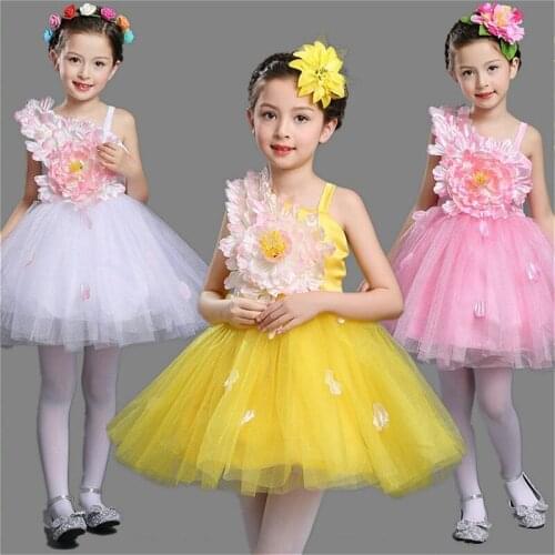 Girl Kid Tutu Ballet Dance Dress Flower Floral Party Princess Wedding Costume 904-A913