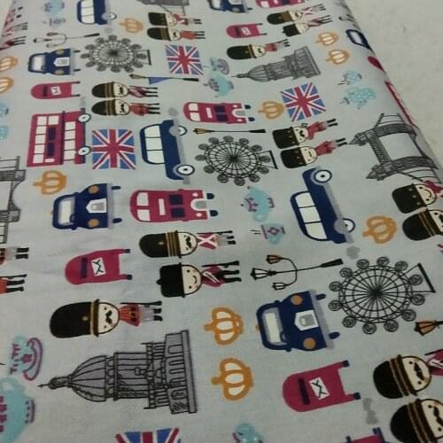 100% Cotton viaPhil Brand Grey Cartoon UK Solider Guard Bridge Printed Fabric Bodyguard Fabric Patchwork Cloth Dress Home Decor