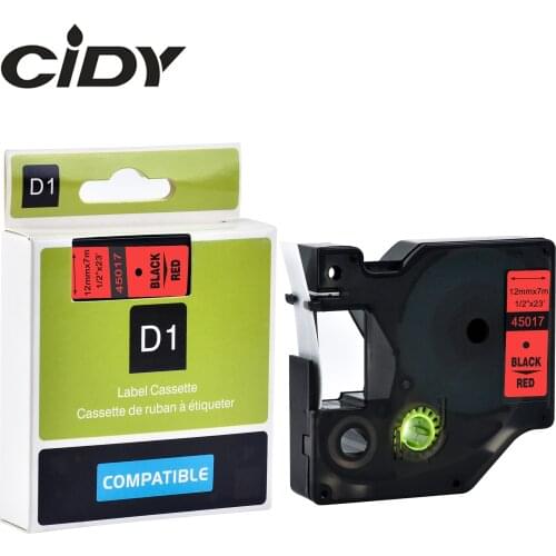 Cidy 50pcs compatible d1 45017 12mm Black on Red label tape for dymo printer tapes for DYMO LM160 LM280 PNP