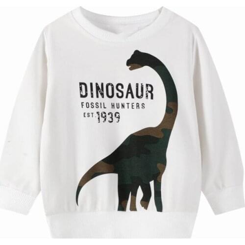 27kid Dinosaur Pattern Boys kids T-shirt For Kids Autumn Sweatershirt Blouse Tops Childrens sweater hood Spring Clothing