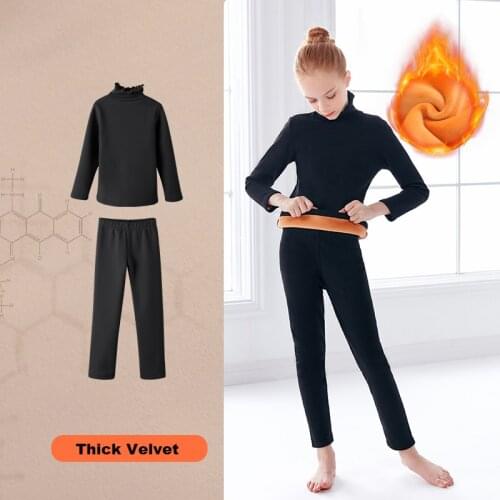 Winter Girls Thermal Set Kids Thicken Warm Tracksuit Tops Pants Clothing Sets Children Elastic Dance Sport Suit