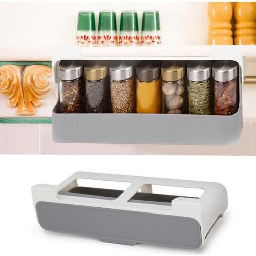 Kitchen Spice Jar Rack Wall Mount Spice Jar Holder Condiment Bottle Organizer Seasoning Bottles Kitchen Accessories Organizer