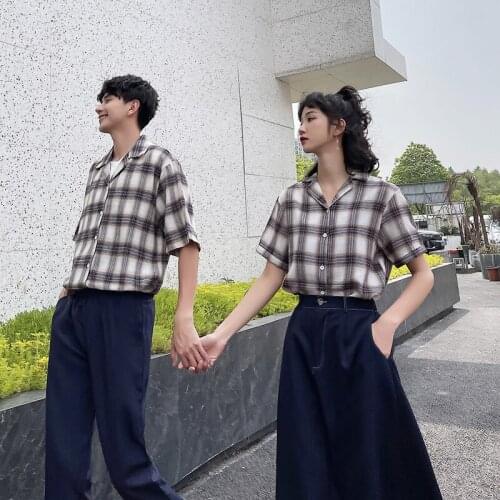 Summer plaid blouse skirt couple outfit couples clothes couples clothing