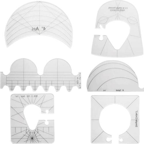 6pcs/set T-Shirt Alignment Ruler Craft Ruler with Guide Tool for Fashion Design Drawing Template Craft Tool Sewing NK-Sh