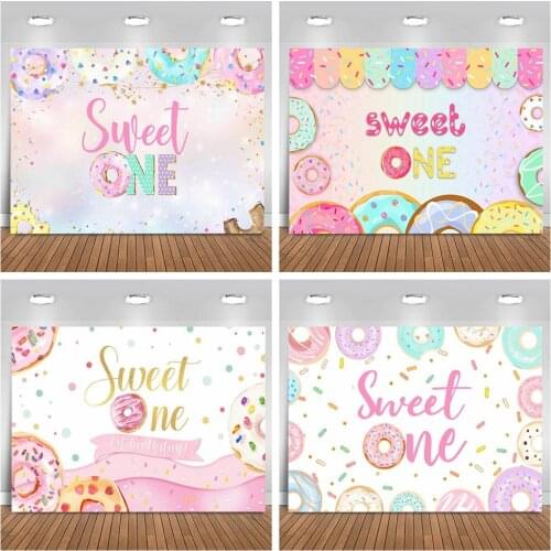 Sweet Donuts Photography Background Baby 1st Birthday Child Portrait Backdrop One Birthday Party Photo Background Photo Studio