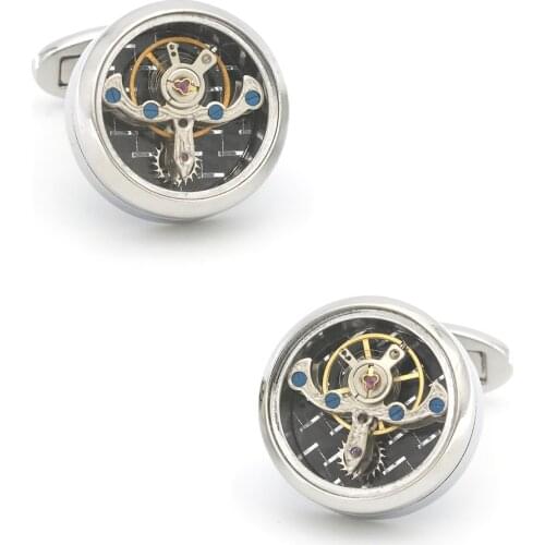 Mens Tourbillon Watch Cuff Links Stainless Steel Material