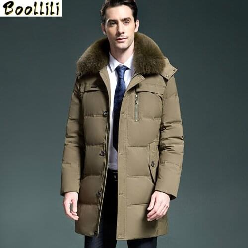 Boollili 2020 New Mens Down Jacket Winter Long Coat Men Fox Fur Collar Thick Puffer Jackets Parka Doudoune Hiver Homme