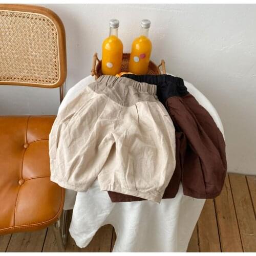 2021 new girls boys patchwork long pants cotton linen summer cool kids pants