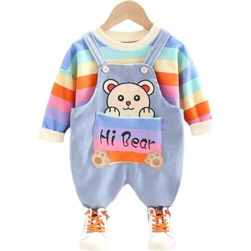 New Spring Autumn Baby Girl Clothes Suit Children Boys Cotton T-Shirt Overalls 2Pcs/Sets Toddler Fashion Costume Kids Tracksuits
