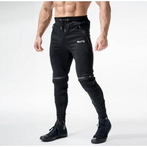 New Compression Muscular Mens Sports Fitness Trousers European and American Workout Running Training Exercise Breathable Pants
