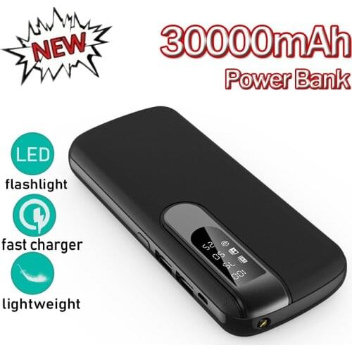 30000mAh Portable Fast Charger Power Bank USB Type-c Interface Micro-Switch External Battery Charger for iPhone and Android