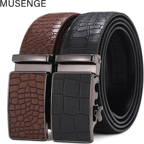 Crocodile Pattern Mens Belts For Male Designer Leather Waist Strap Luxury Jeans Automatic Buckle Fashion New Big Size Black