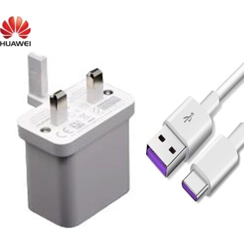 For HUAWEI UK plug USB Charger Wall Travel SuperCharge Fast Original 5V4.5A 5A USB Type C Cable P20 Pro Lite P10 9 Plus Nova 3e