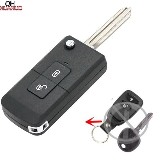 2 Button Folding Flip Remote Key Shell Case Fob For Hyundai Santa Fe With Battery Holder