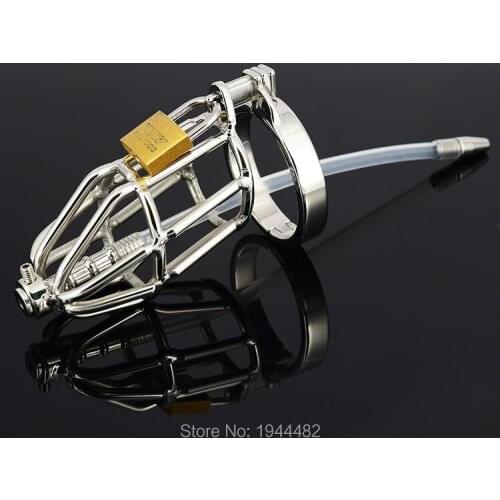 SODANDY Chastity Cage Steel Male Chastity Belt Bondage Penis Lock With Urethral Sounding Plug Penis Rings Device For Men Sex Toy