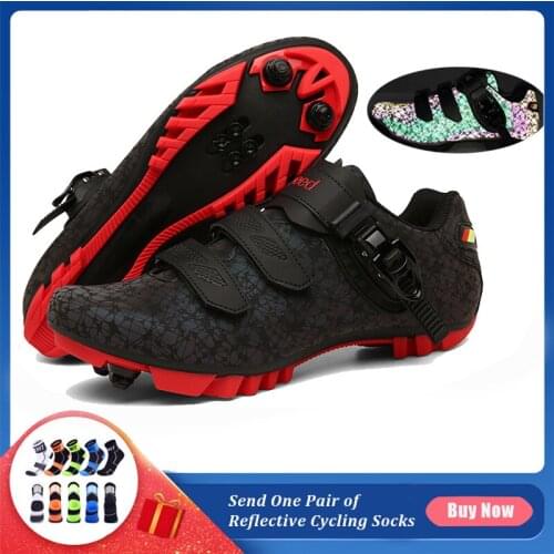2021 MTB Luminous Cycling Shoes Breathable Men Sports Mountain Bike Shoe Self-Locking Road Women Ultralight Bicycle Sneakers