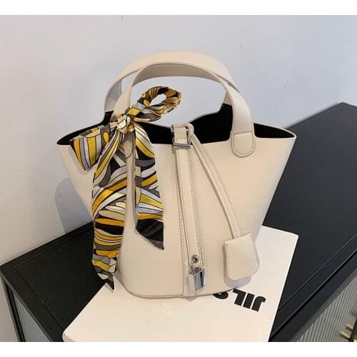 High Quality Retro Ladies Handbag 2021New Trendy Fashion Ladies Open Silk Scarf Bag Korean Version Hot-selling Bucket Female Bag
