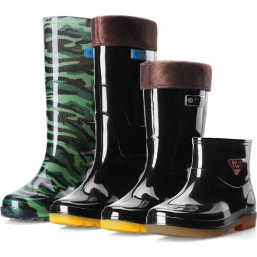 High quality selling waterproof and velvet fishing high rain boots wear - resistant low - end rain boots