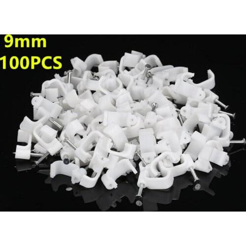9MM square Path Circle cable clips cable nail wire clips 100PCS/bag 9mm cable clips square white