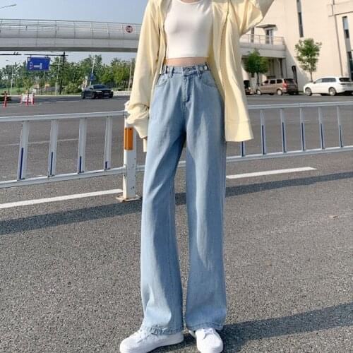 Woman Jeans High Waist Casual Wide Leg Denim Pants Loose Straight Full Length Slim Vintage Baggy Mom Jeans 2021 New Autumn