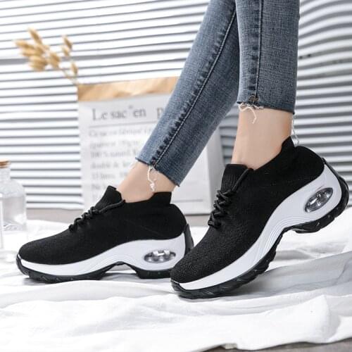 Air Cushion Women Sneakers Breathable Fly Weaving Running Shoes Big Size 42 Mesh Zapatos De Mujer Light Athletic Shoes Gym Shoes