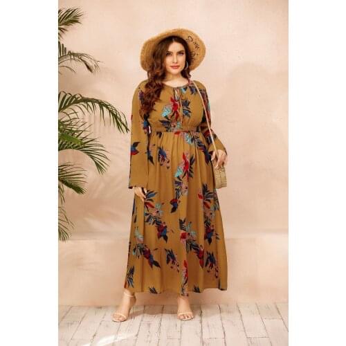 2021 Long Womens Summer Autumn Ruched Ladies Dresses Plus Large Size Fashion Stitching Elegant Maxi Ramadan Dress