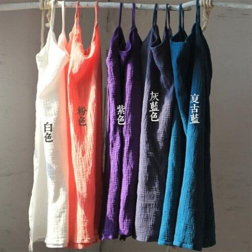 2020 ladys Long dress , Chinese style Traditional Retro braces dress casual plus size cotton linen dress, S-5XL 6XL