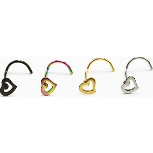 1pc Heart Stainless Steel Nose Ring & Studs Fashion Girl Body Jewelry Stainless Steel Nose Piercing Punk Party Jewelry